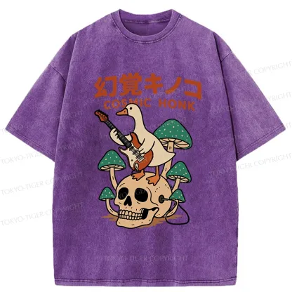 Tokyo-Tiger Hallucinogenic Mushrooms Cosmic Honk Washed T-Shirt