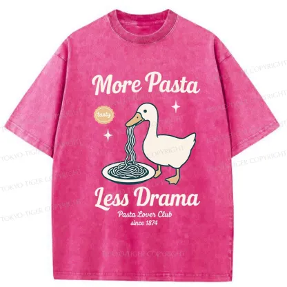 Tokyo-Tiger More Pasta Less Drama Washed T-Shirt