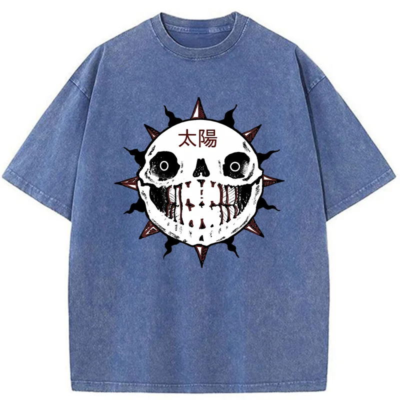 Tokyo-Tiger Horror Sun Skull Washed T-Shirt