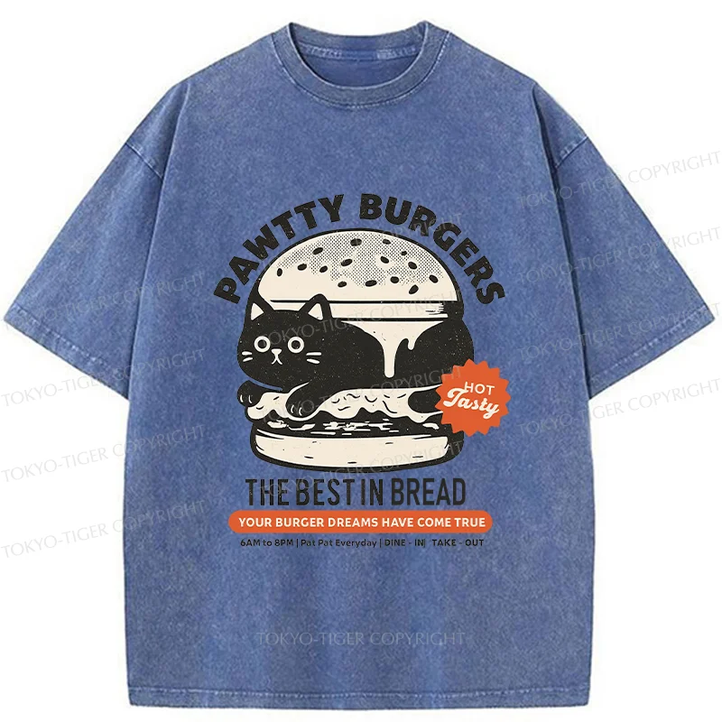 Tokyo-Tiger Cat Burger Washed T-Shirt
