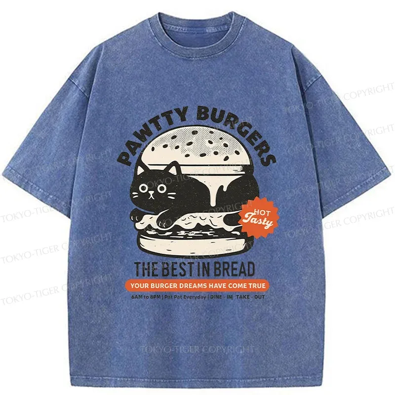 Tokyo-Tiger Cat Burger Washed T-Shirt