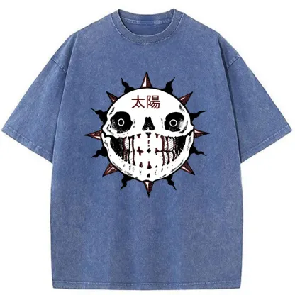 Tokyo-Tiger Horror Sun Skull Washed T-Shirt