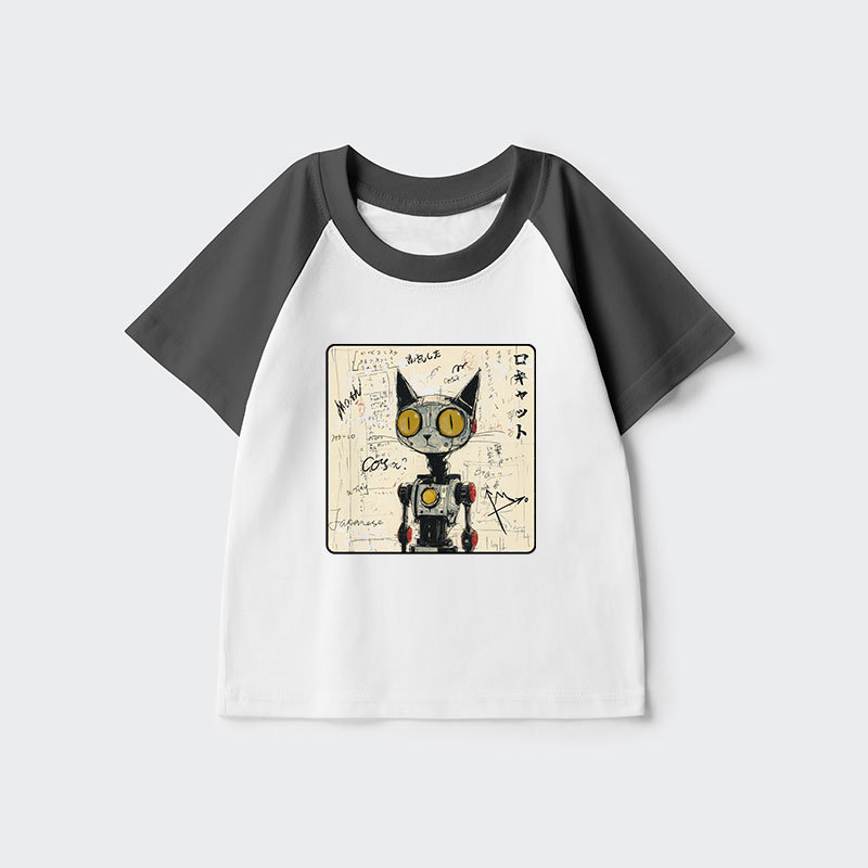 Tokyo-Tiger Robot Cat Kids Raglan T-shirt