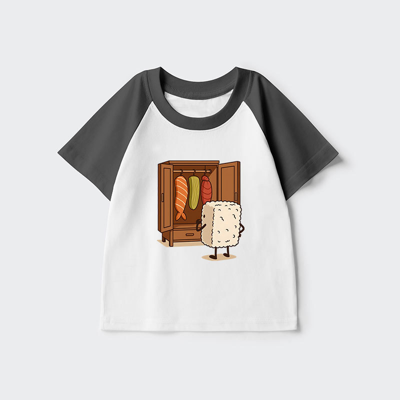Tokyo-Tiger Sushi Pick Out Clothes Kids Raglan T-shirt