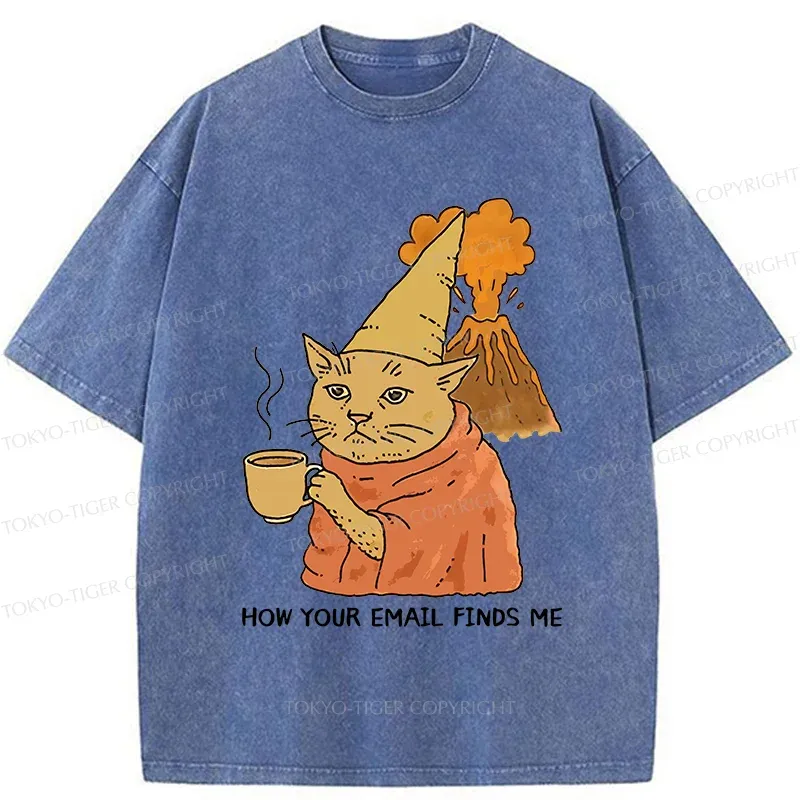 Tokyo-Tiger Funny Orange Cat Washed T-Shirt