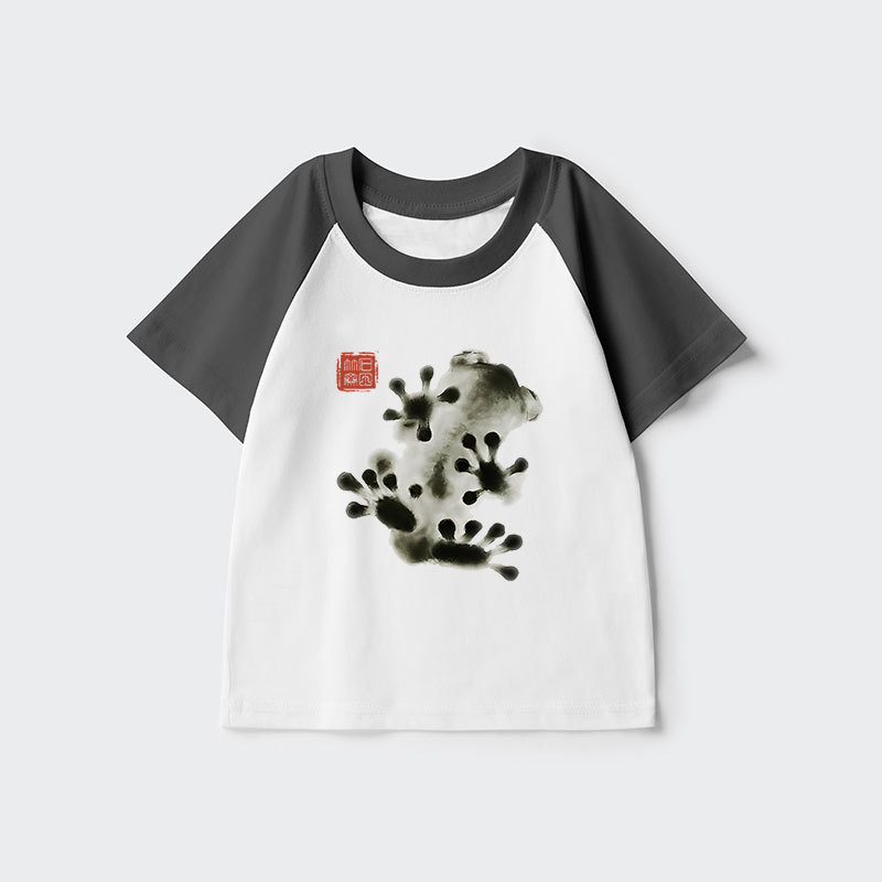 Tokyo-Tiger Ink Painting Frog Kids Raglan T-shirt