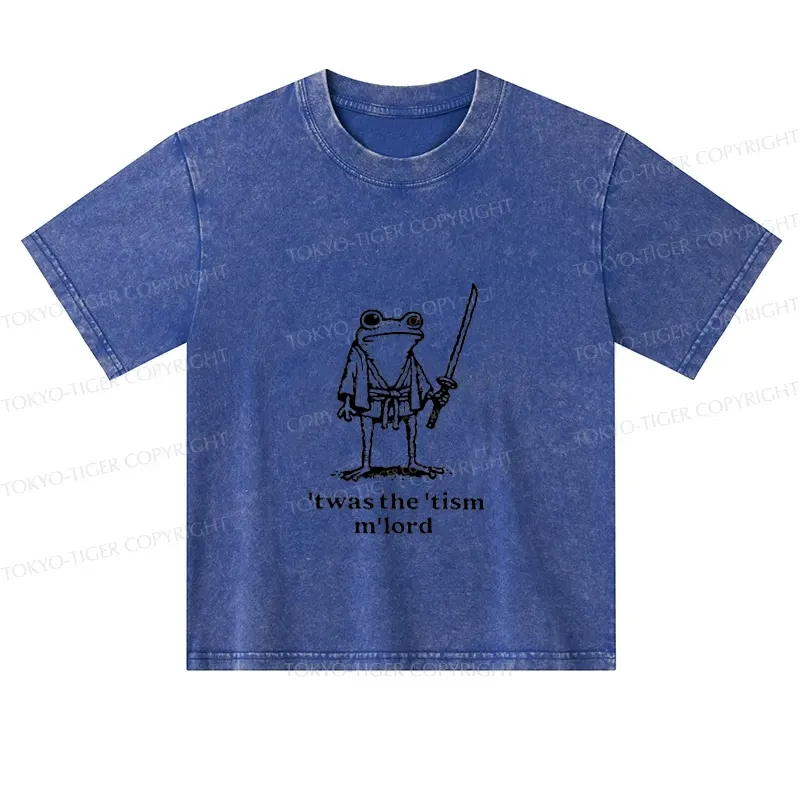 Tokyo-Tiger Focused Samurai Frog Kids Washed T-Shirt