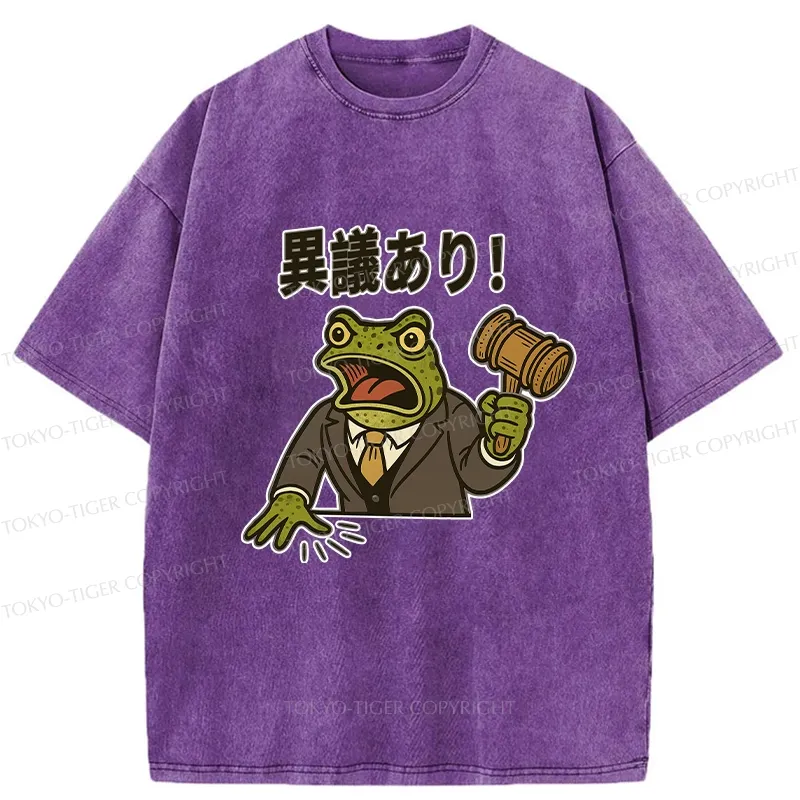 Tokyo-Tiger The Frog Judge Has Objections Washed T-Shirt