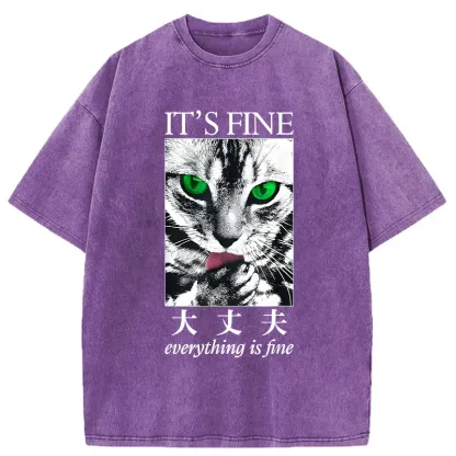 Tokyo-Tiger Cat Is Fine Washed T-Shirt