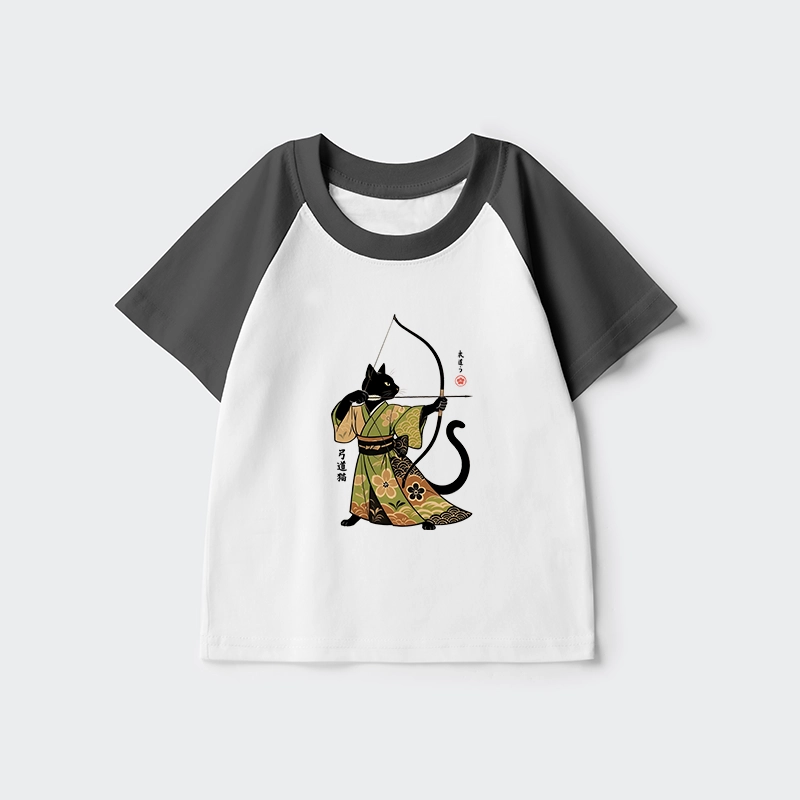 Tokyo-Tiger Japan Cat Archery Kids Raglan T-shirt