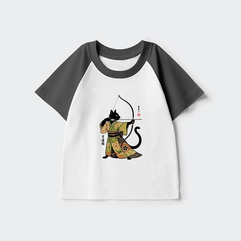Tokyo-Tiger Japan Cat Archery Kids Raglan T-shirt