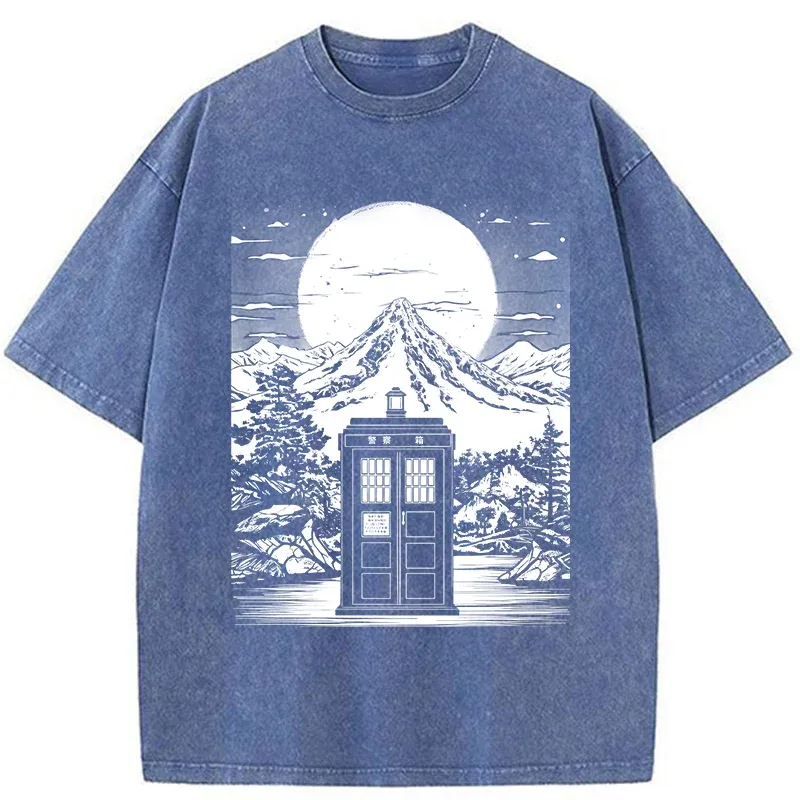 Tokyo-Tiger Japanese Mysterious Tardis Washed T-Shirt