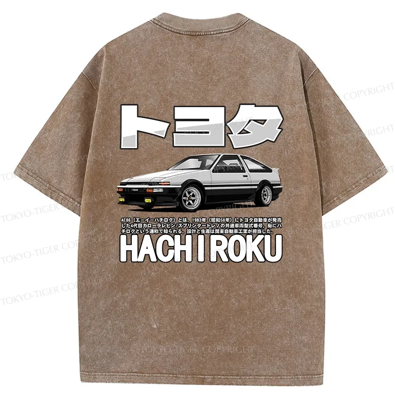 Tokyo-Tiger Japanese Classic Car Retro Back Washed T-Shirt