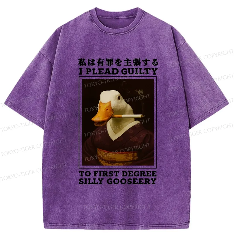 Tokyo-Tiger Silly Goose Smoking Funny Washed T-Shirt