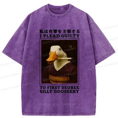 Tokyo-Tiger Silly Goose Smoking Funny Washed T-Shirt