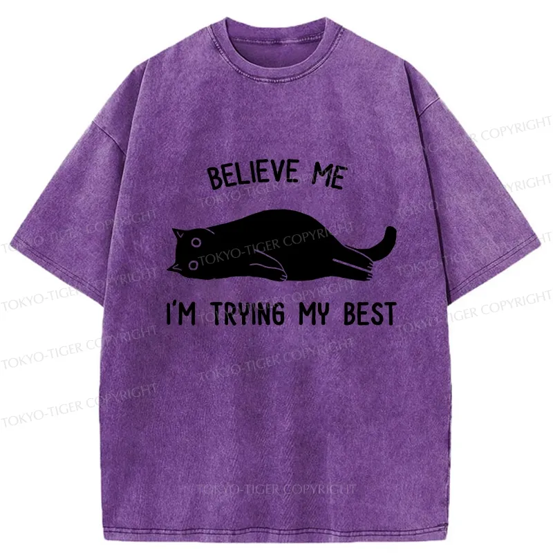 Tokyo-Tiger Believe Me I'm Trying My Best Washed T-Shirt