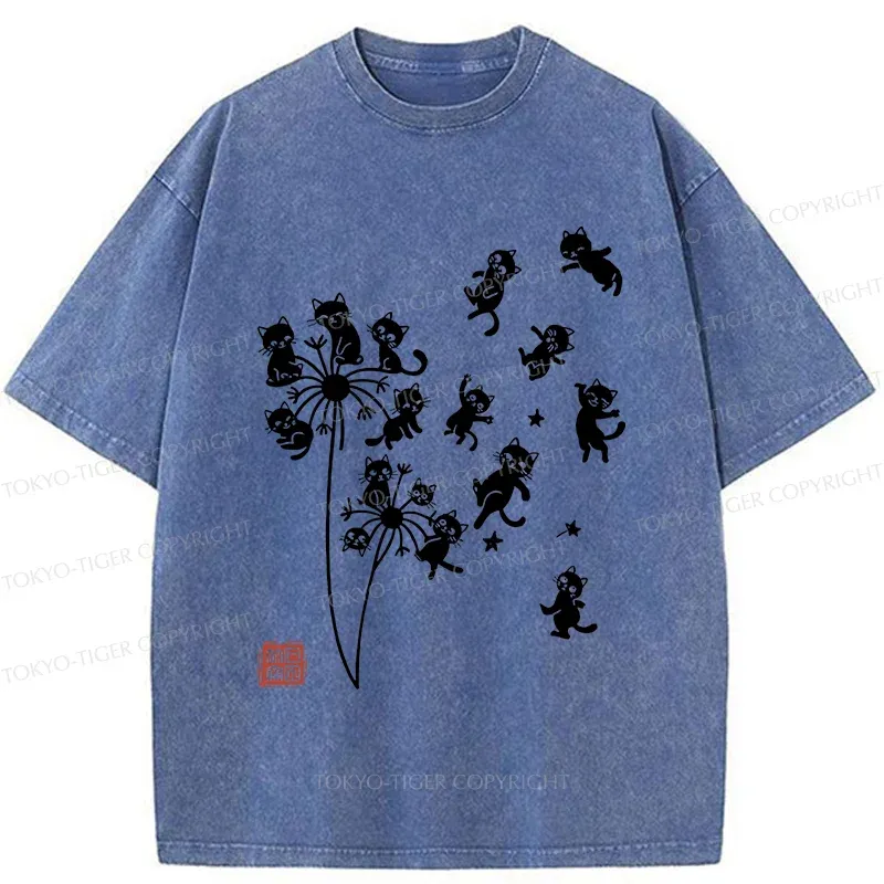 Tokyo-Tiger Dandelion Cat Washed T-Shirt