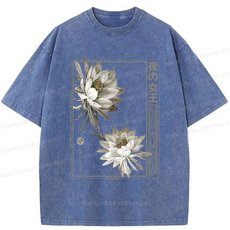 Tokyo-Tiger Japanese Epiphyllum Washed T-Shirt