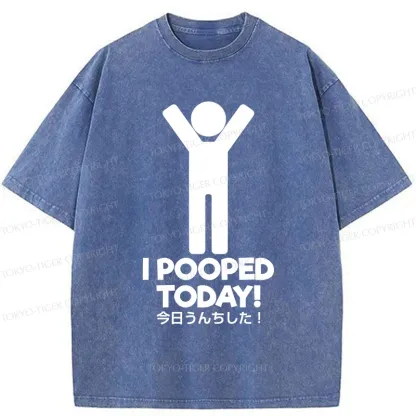 Tokyo-Tiger I Pooped Today Washed T-Shirt