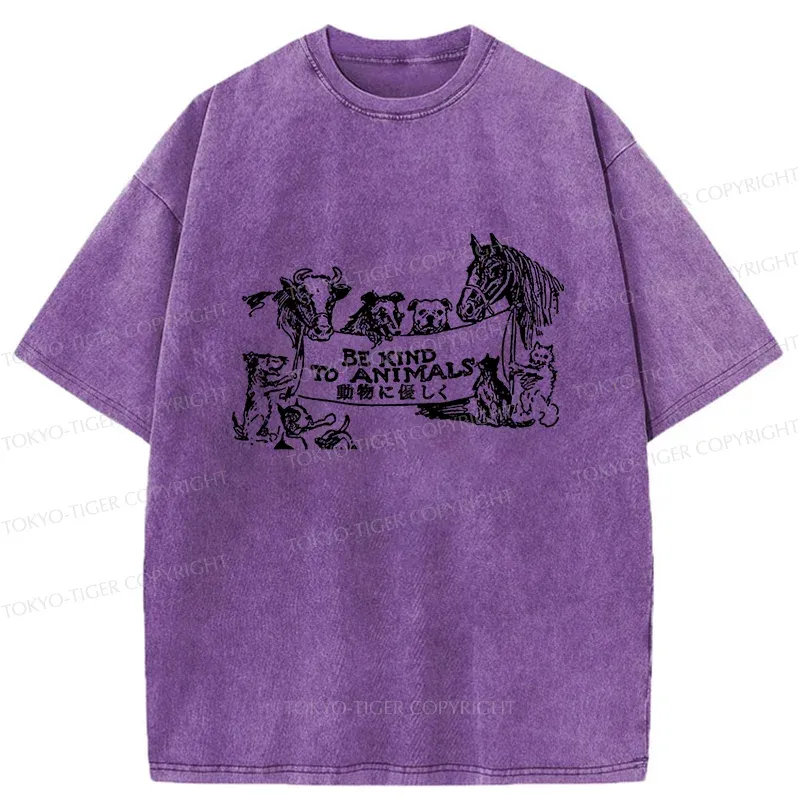 Tokyo-Tiger Be Kind To Animals Washed T-Shirt
