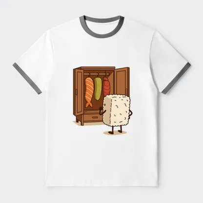Tokyo-Tiger Sushi Pick Out Clothes Contrast Trim T-Shirt