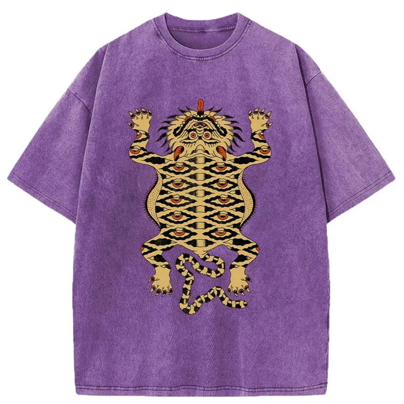 Tokyo-Tiger Mighty Tiger Woodcut Washed T-Shirt