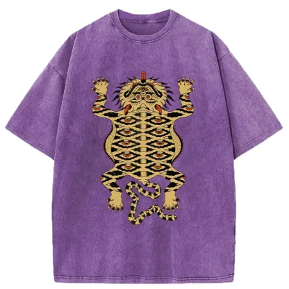 Tokyo-Tiger Mighty Tiger Woodcut Washed T-Shirt
