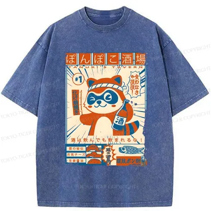 Tokyo-Tiger Japanese Raccoon Pub Washed T-Shirt