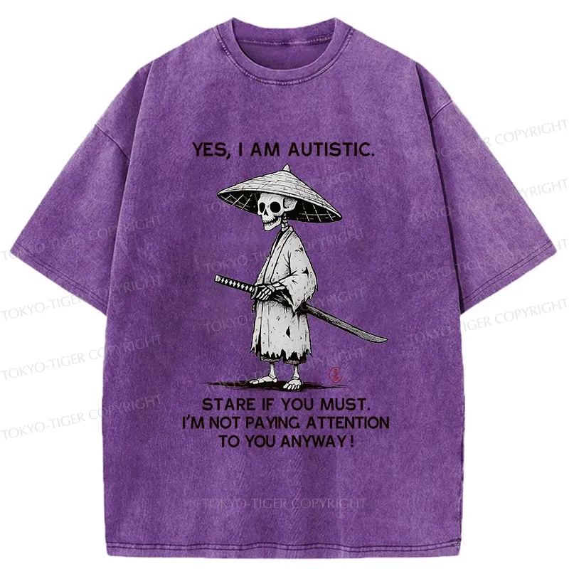 Tokyo-Tiger Samurai Skeleton Has Autistic Washed T-Shirt
