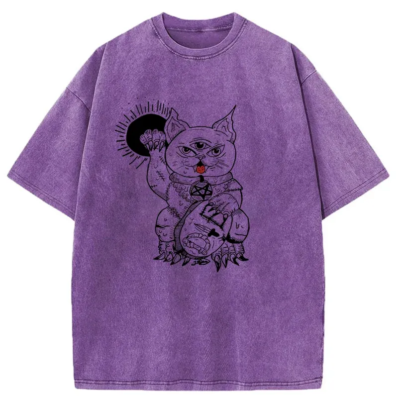 Tokyo-Tiger Evil Lucky Cat Washed T-Shirt