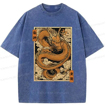 Tokyo-Tiger The Majestic Dragon God Washed T-Shirt