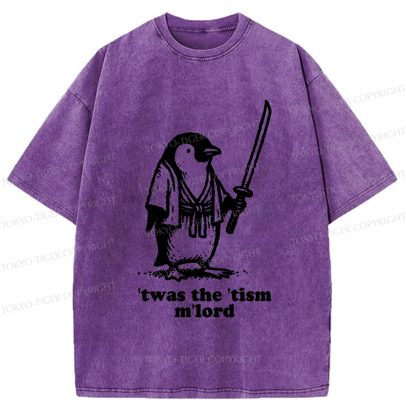 Tokyo-Tiger Focused Penguin Samurai Washed T-Shirt