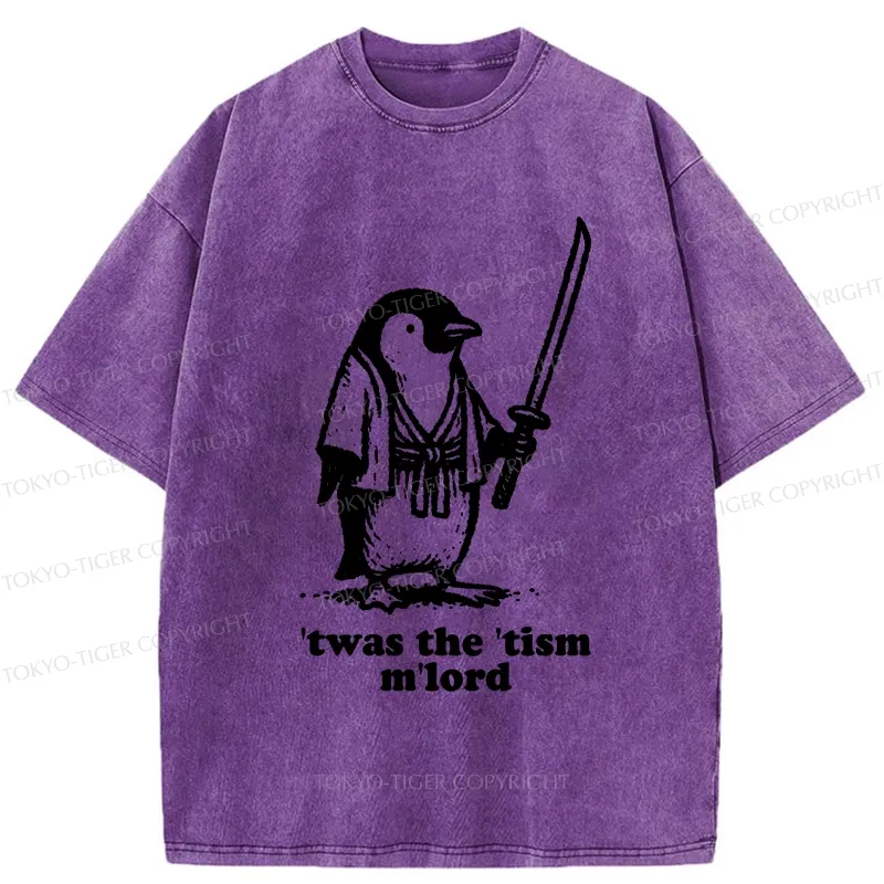 Tokyo-Tiger Focused Penguin Samurai Washed T-Shirt