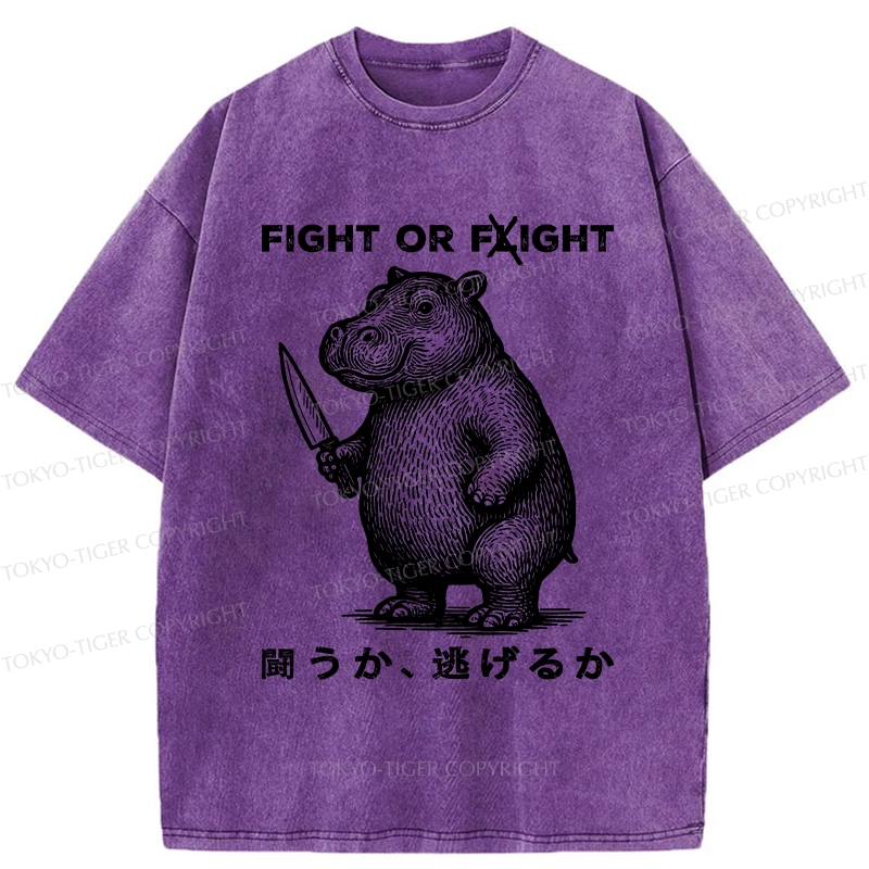 Tokyo-Tiger Fight Or Flight Moo Deng Washed T-Shirt