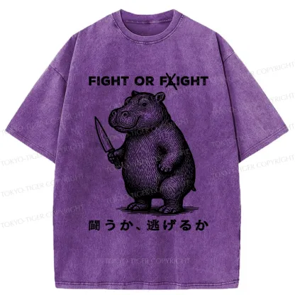 Tokyo-Tiger Fight Or Flight Moo Deng Washed T-Shirt
