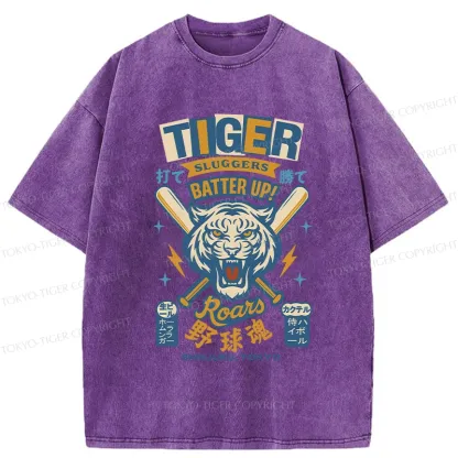 Tokyo-Tiger Retro Tiger Baseball Spirit Washed T-Shirt