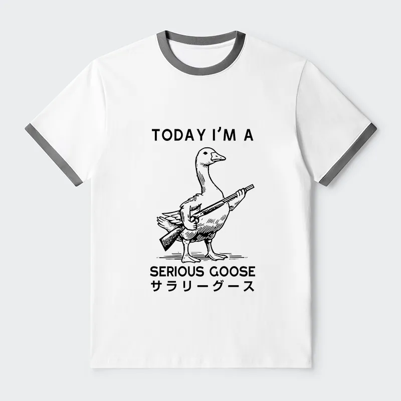 Tokyo-Tiger Serious Stupid Goose Contrast Trim T-Shirt