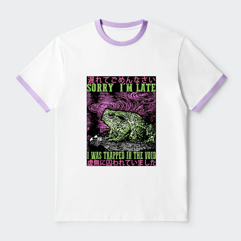 Tokyo-Tiger Frogs Trapped In The Void Contrast Trim T-Shirt