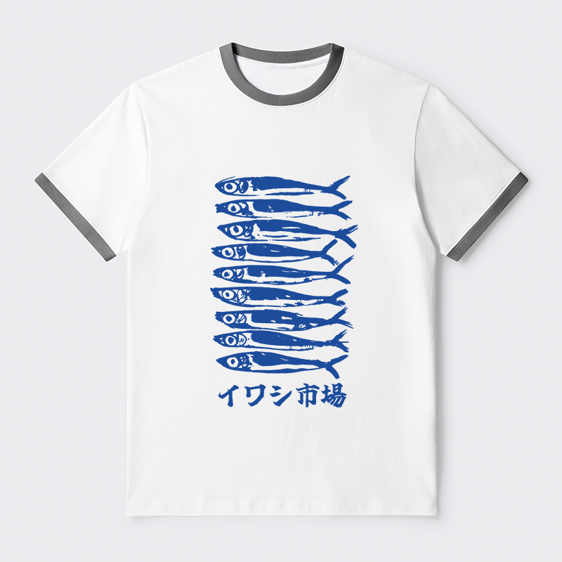 Tokyo-Tiger Sardine Market Contrast Trim T-Shirt