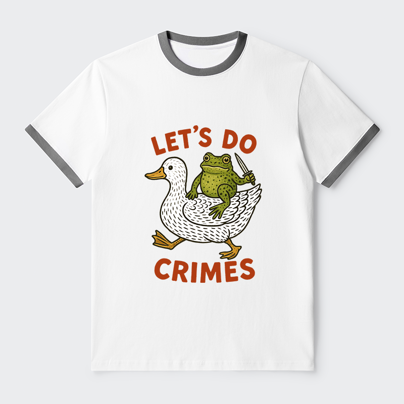 Tokyo-Tiger Frog Ready To Commit Crime Contrast Trim T-Shirt