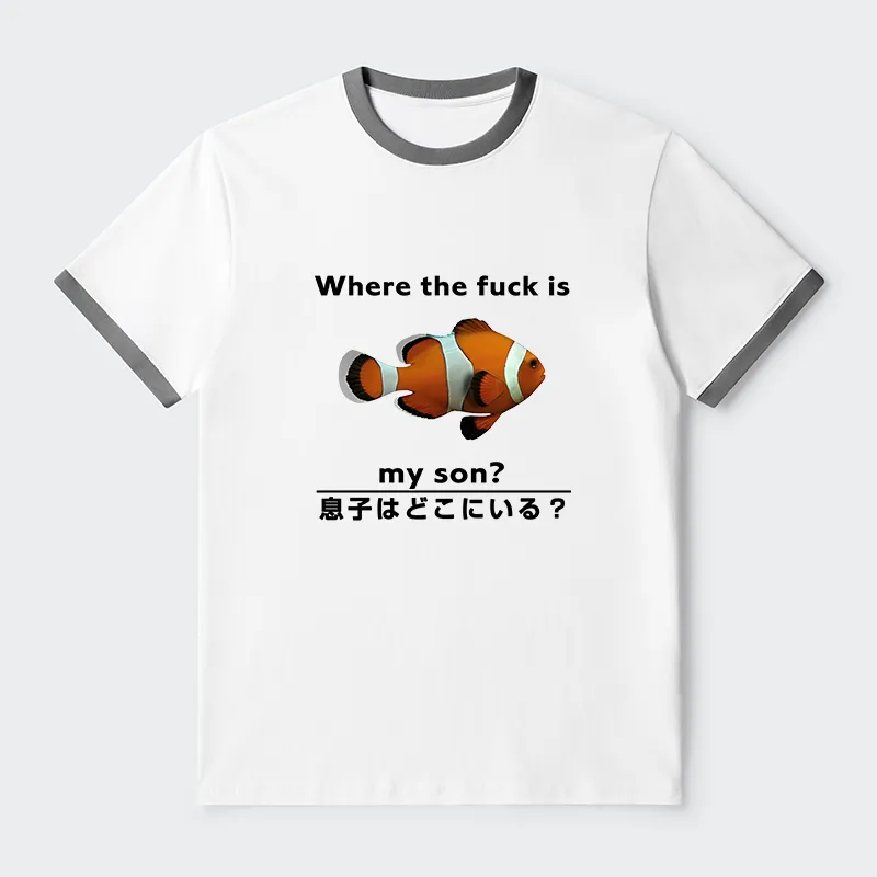 Tokyo-Tiger Fish Looking For Son Contrast Trim T-Shirt
