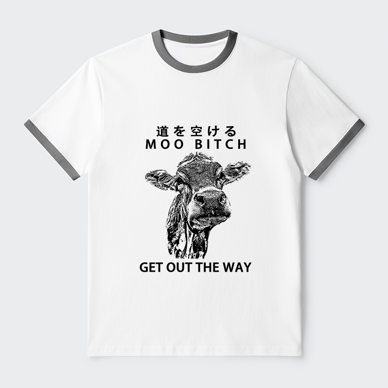 Tokyo-Tiger Funny Cow Contrast Trim T-Shirt