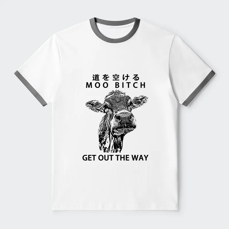 Tokyo-Tiger Funny Cow Contrast Trim T-Shirt