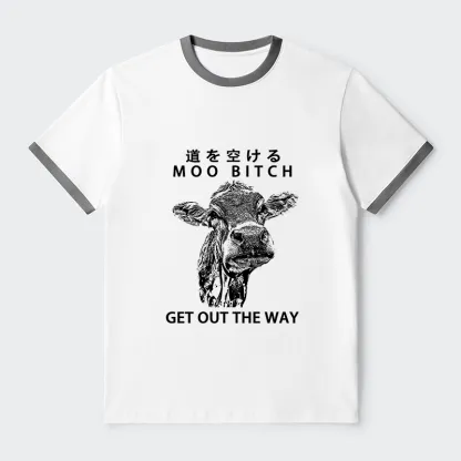 Tokyo-Tiger Funny Cow Contrast Trim T-Shirt