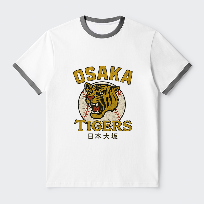 Tokyo-Tiger Funny Osaka Tigers Contrast Trim T-Shirt