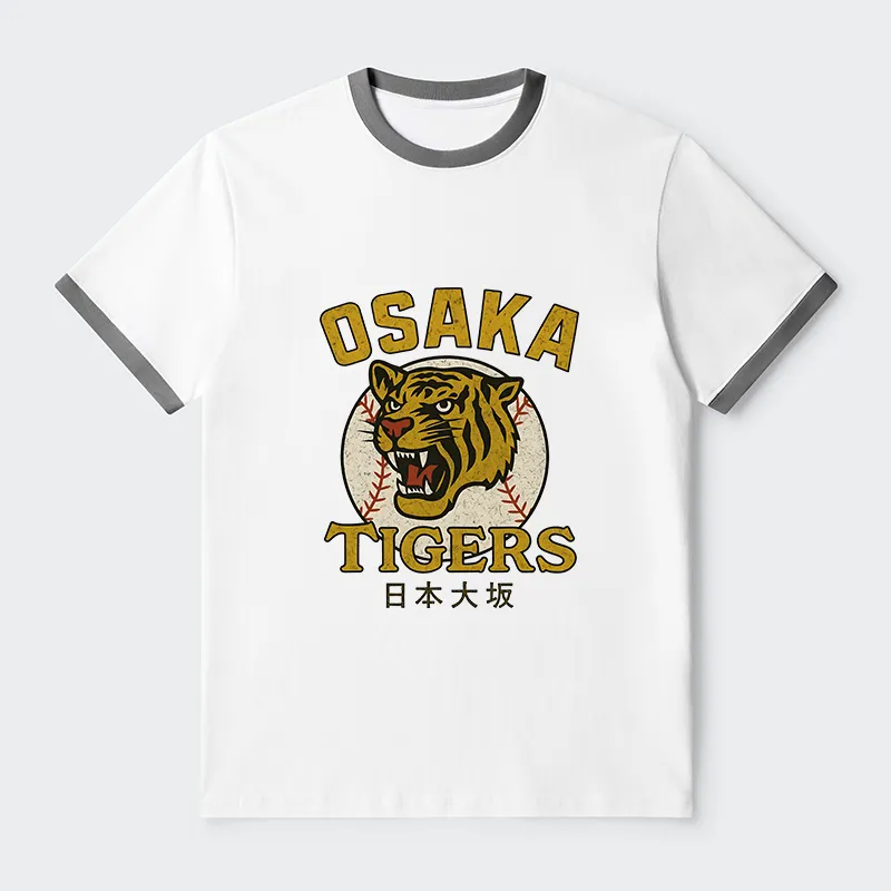 Tokyo-Tiger Funny Osaka Tigers Contrast Trim T-Shirt