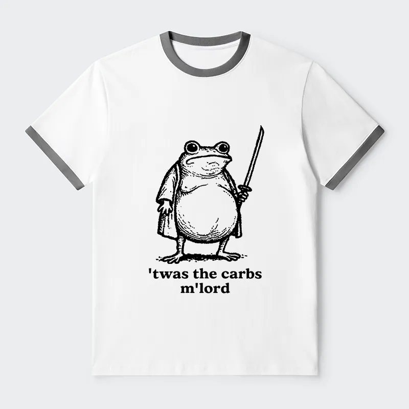 Tokyo-Tiger Funny Fat Samurai Frog Contrast Trim T-Shirt