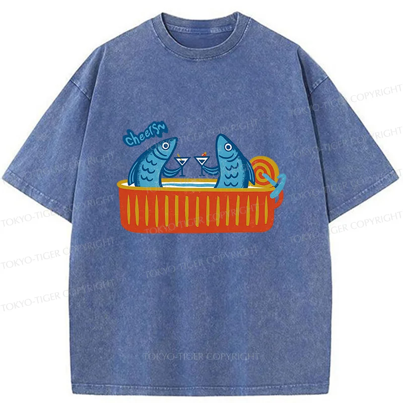 Tokyo-Tiger Canned Fish Bar Washed T-Shirt