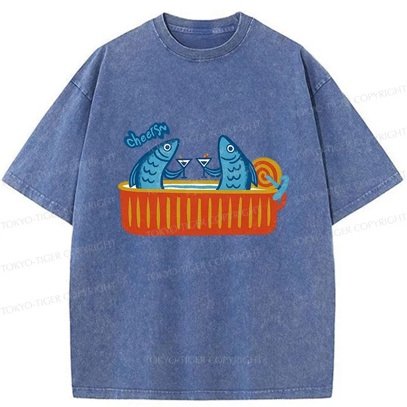 Tokyo-Tiger Canned Fish Bar Washed T-Shirt