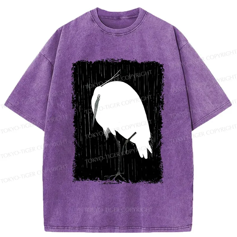 Tokyo-Tiger White Crane Washed T-Shirt